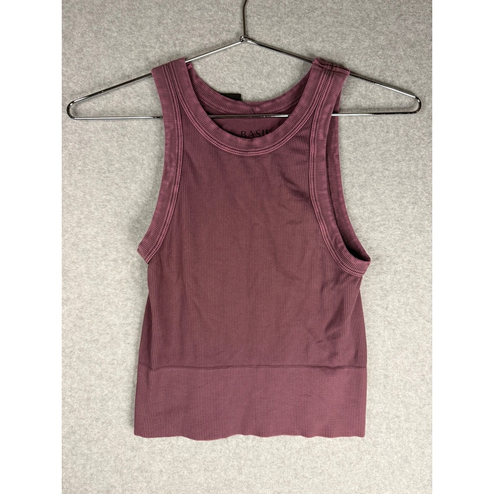 Basik Yara Top Ribbed Seamless Tank Top Mauve One Size Made in USA New